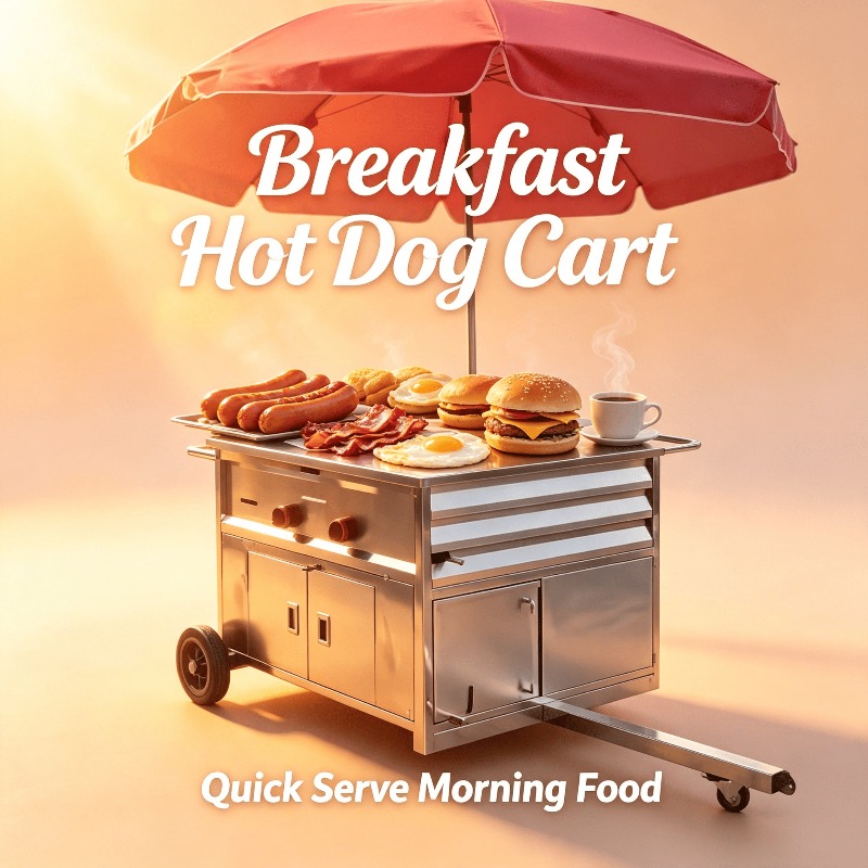 Hot Dog Vending Cart - Compact Mobile Snack Food Cart Wheeled